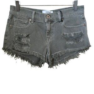 NWT Pistola Gigi Denim Shorts 26 Distressed Washed Green-Gray Cutoffs